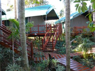 Luxury tents with inter-linked boardwalks