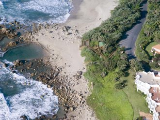 This ablution and walkways were built right on the beach on a steep slope